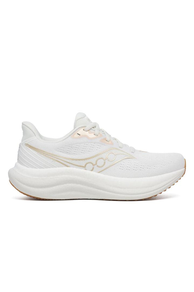 Saucony running shoe in white against a clean background