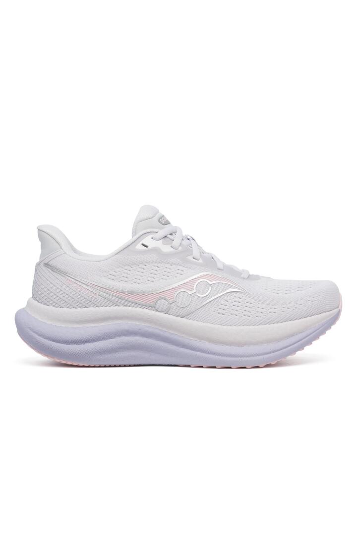 Saucony running shoe in white against a clean background