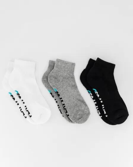 Platypus Socks Platypus Ankle Socks 3 PK Bright White Grey Marle Black