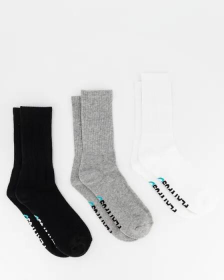 Platypus Socks Platypus Crew Socks 3 PK Bright White Grey Marle Black
