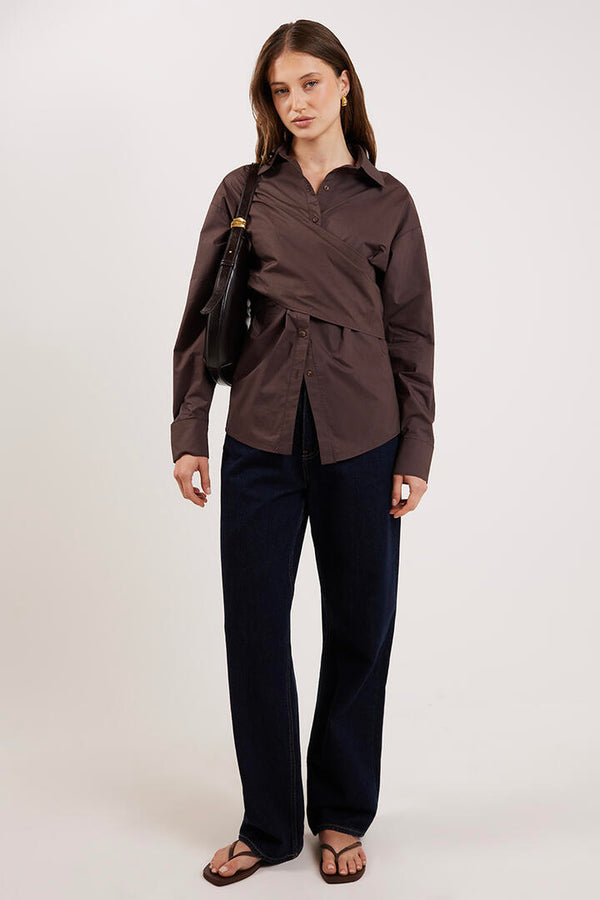 Ode Taylor Wrap Shirt Walnut