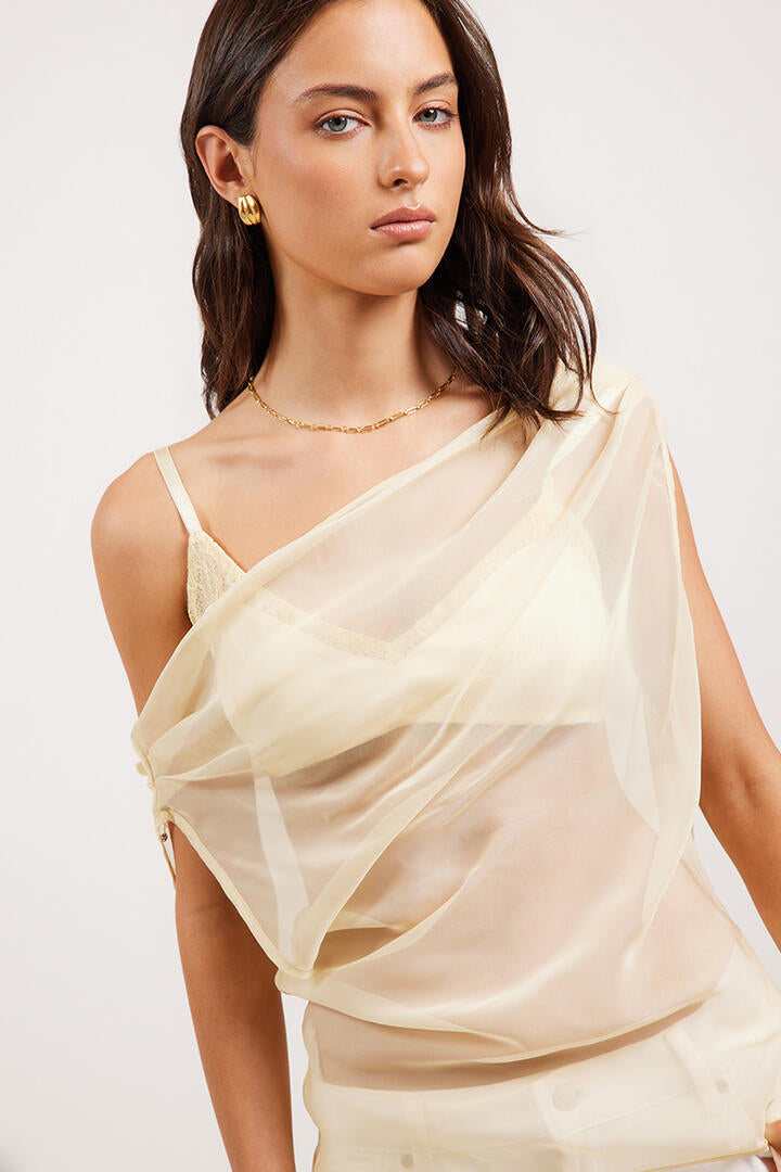 Ode Rio Sheer Asymmetric Top Lemon