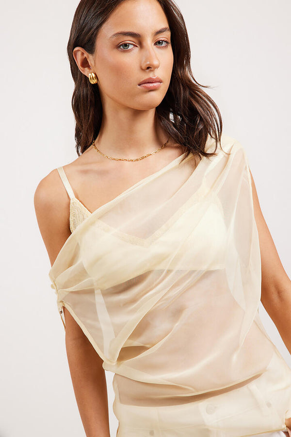 Ode Rio Sheer Asymmetric Top Lemon