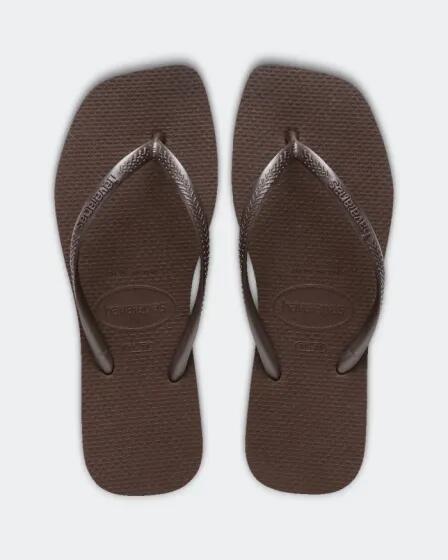 Havaianas Womens Slim Square Toe Thong Dark Brown