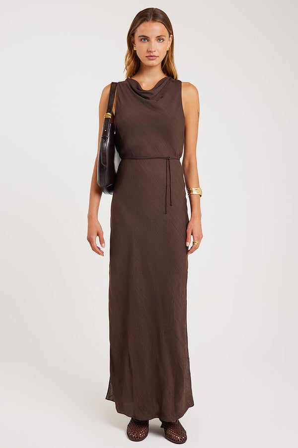 Nude Lucy Serine Maxi Dress Chocolate