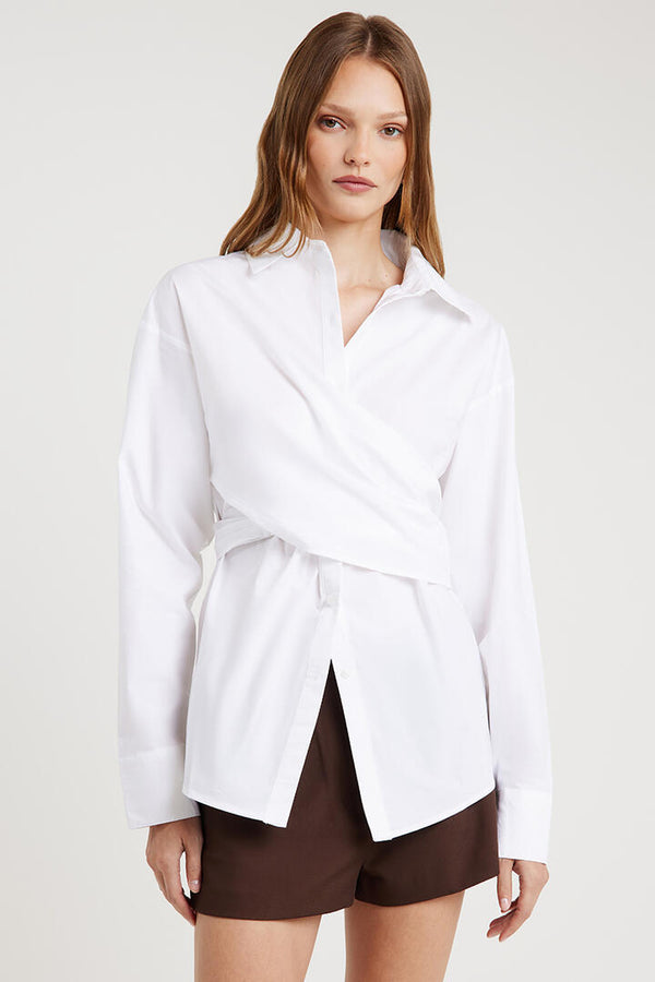 Ode Taylor Wrap Shirt White