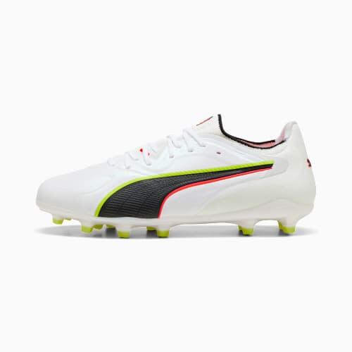 KING 20 ULTIMATE FG/AG Unisex Football Boots in White/Glowing Red/Yellow Alert