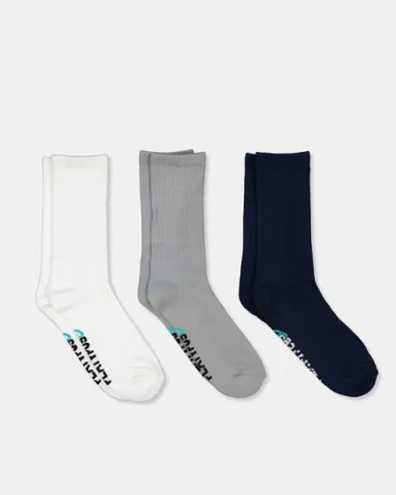 Platypus Socks Platypus Crew 3 Pack White Grey Navy
