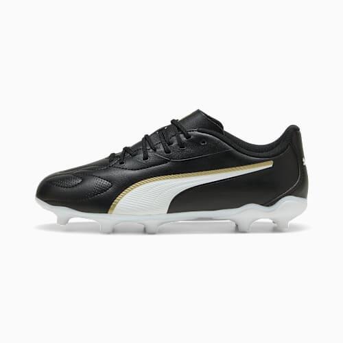 KING 20 PLAY FG/AG Football Boots - Youth 8-16 years in Black/White/Gold