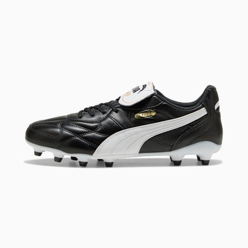 KING TOP FG/AG Unisex Football Boots in Black/White