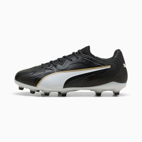 KING 20 PRO FG/AG Unisex Football Boots in Black/White/Gold