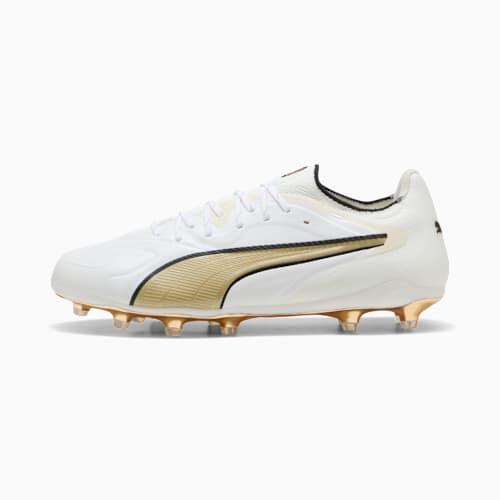KING 20 ULTIMATE FG/AG Unisex Football Boots in White/Metallic Gold/Black