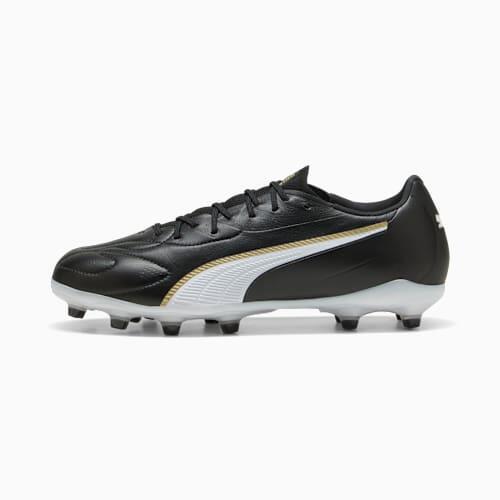 KING 20 MATCH FG/AG Unisex Football Boots in Black/White/Gold