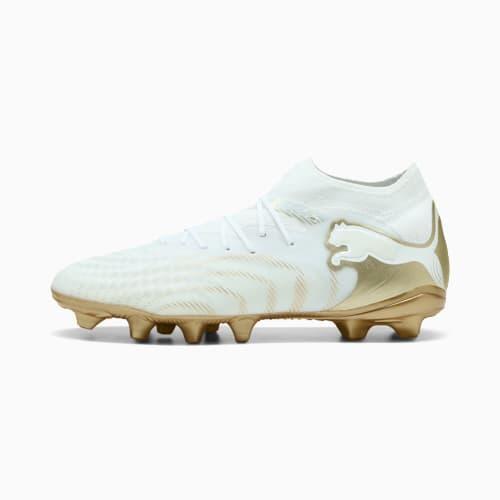 FUTURE 9 PRO FG/AG Unisex Football Boots in White/Metallic Gold/Black