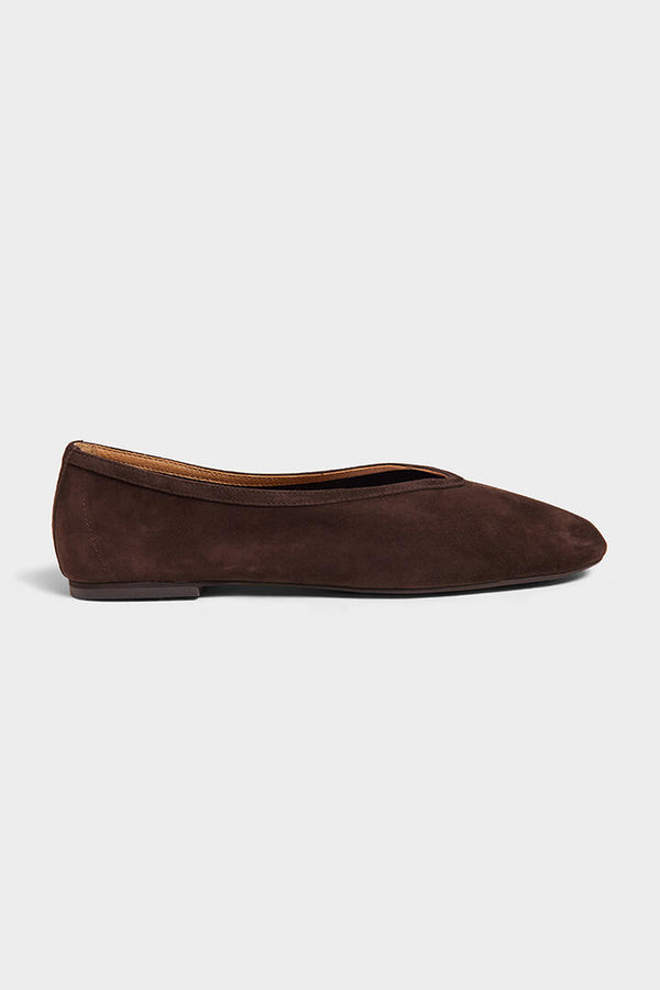 Ode Mia Suede Ballet Flat Dark Choco
