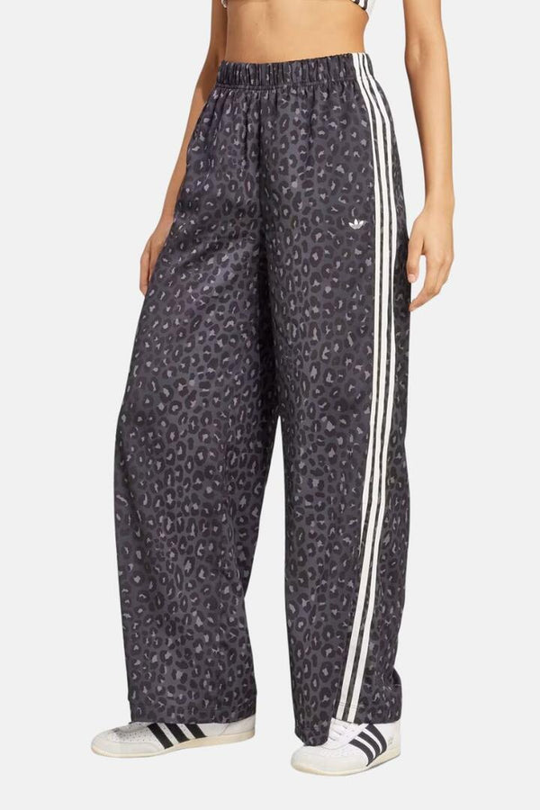 Adidas Wide Leg Satin Pants Leopard Black