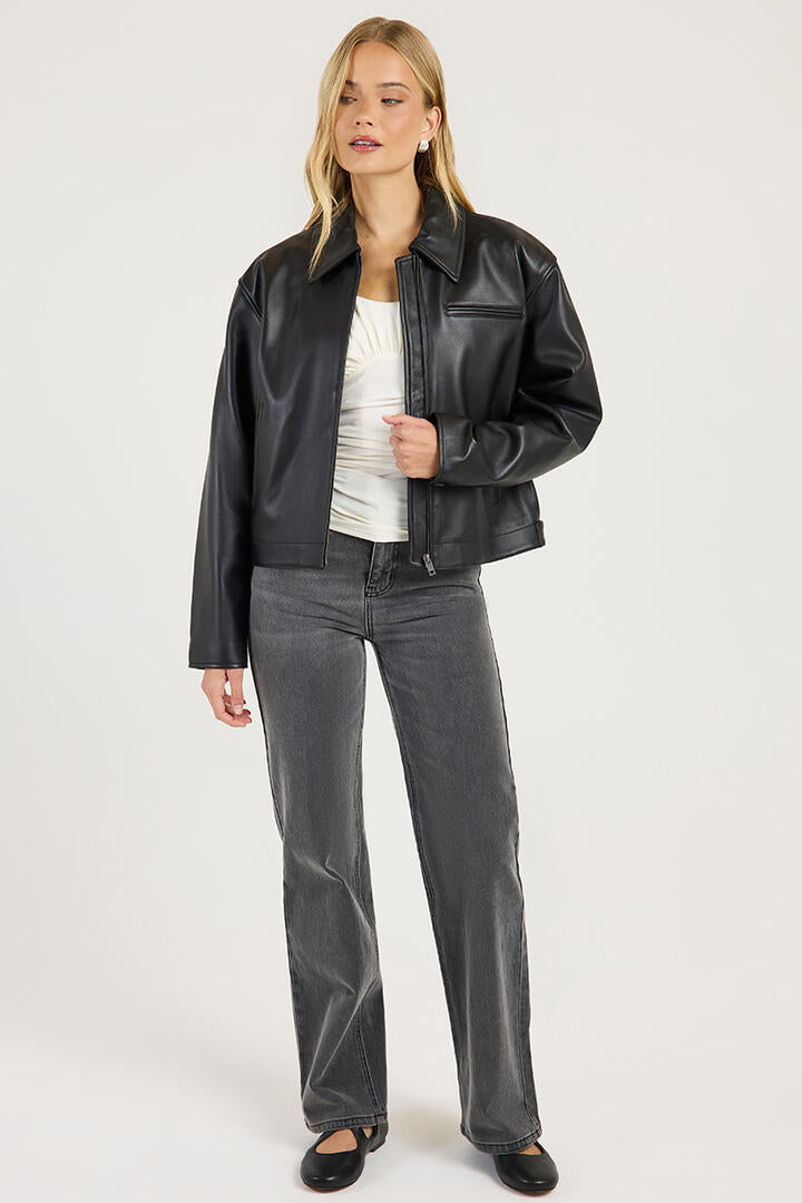 Ode Magda Leather Jacket Onyx