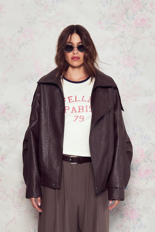 Felle Oversized Bomber Jacket Chocolate