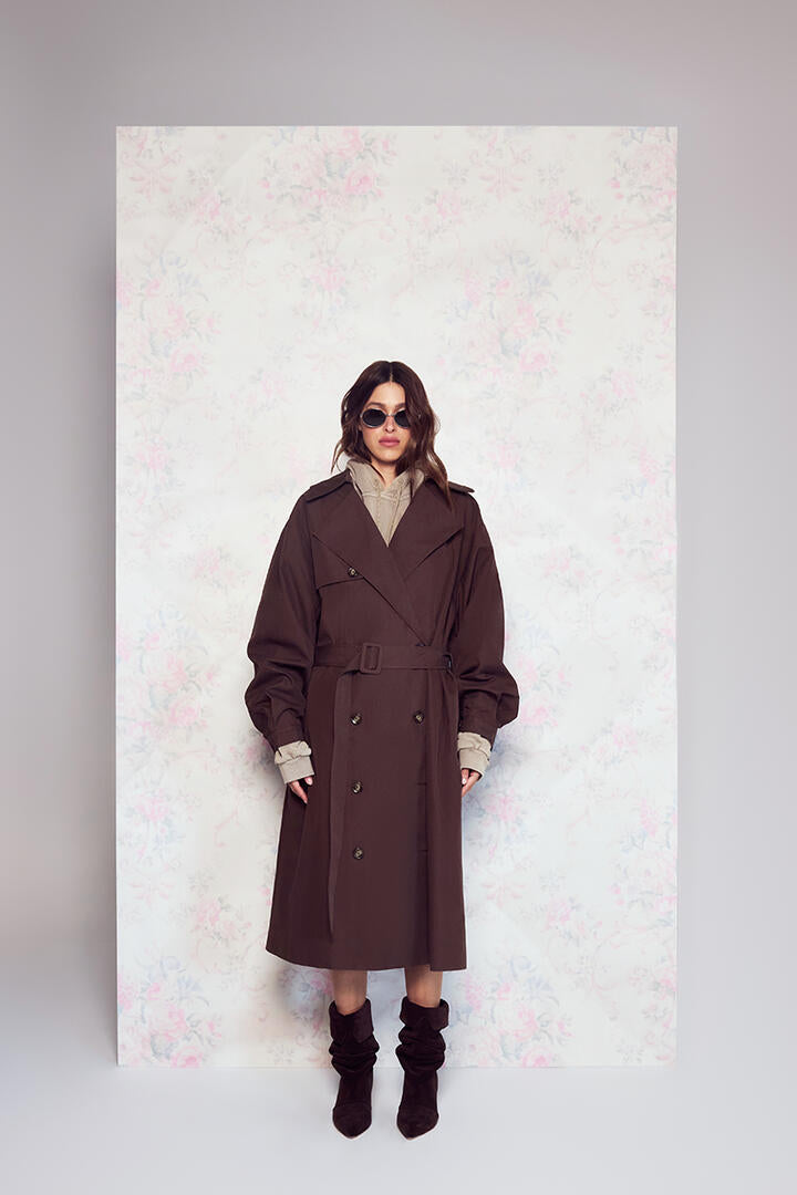 Felle Oversized Trench Coat Chocolate