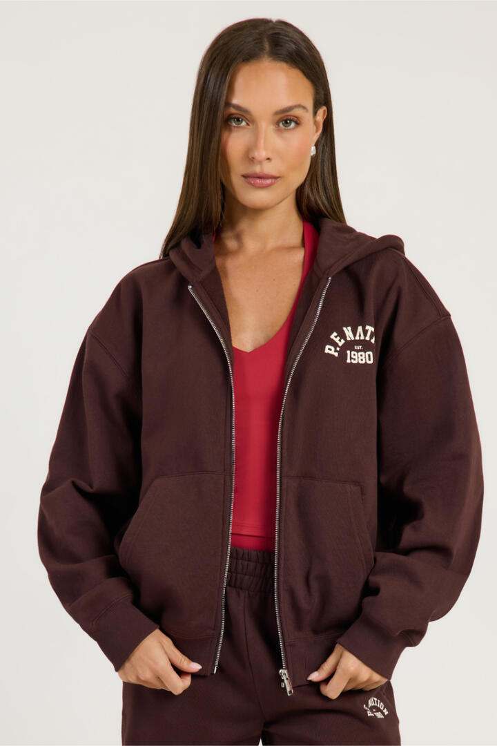 P.E Nation Established Zip Thru Hoodie Mahogany