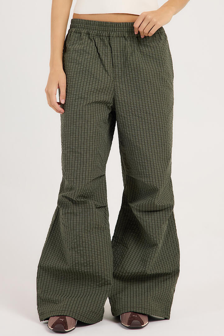 Ena Pelly Fallon Relaxed Pant Olive Check