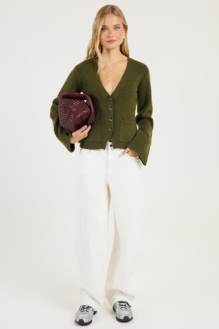 Ode Bay Cardigan Dark Olive
