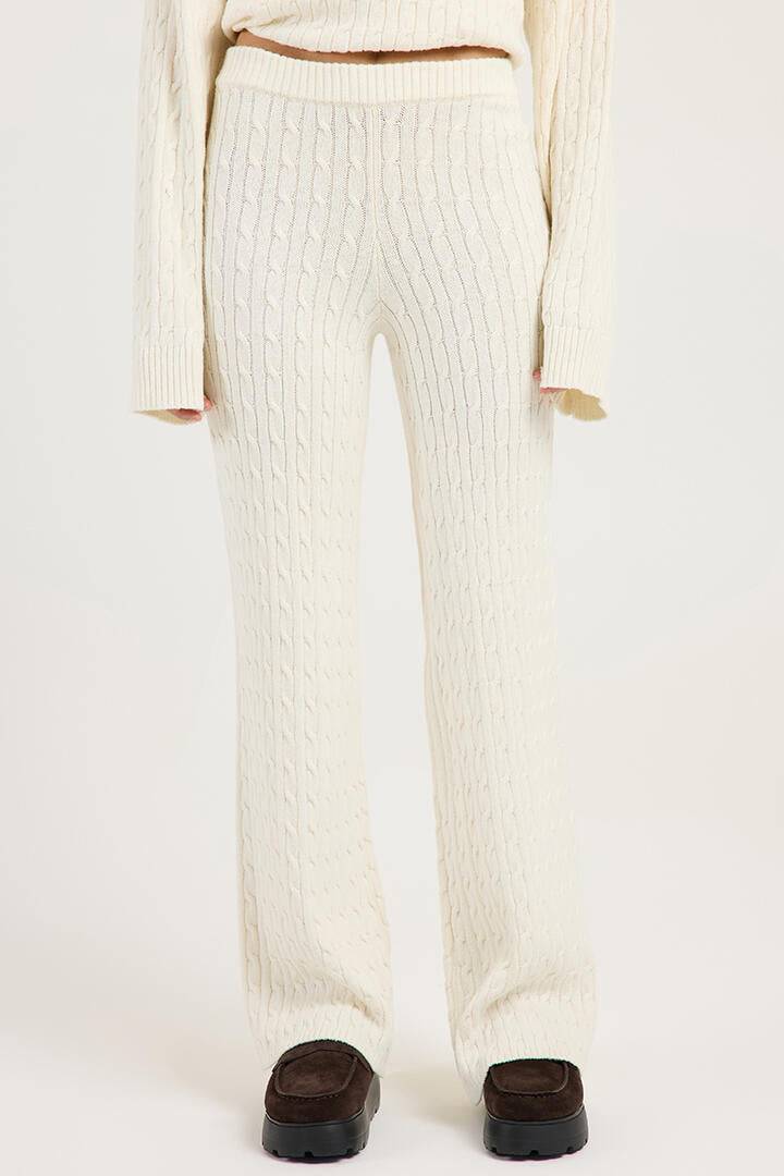 Ode Fisher Cable Knit Pant Soft White