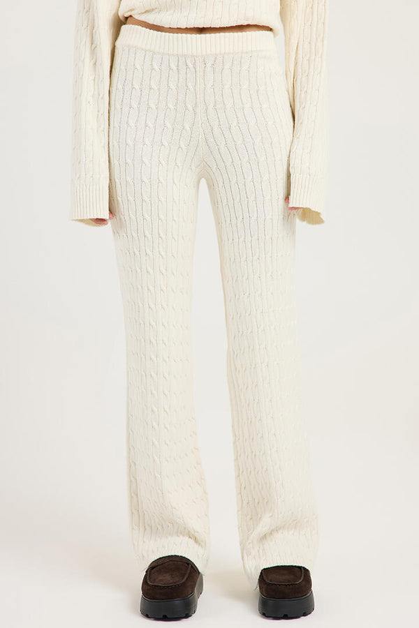 Ode Fisher Cable Knit Pant Soft White