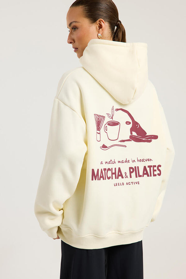 Leelo Active Pilates And Matcha Hoodie Cream/Cherry Cola