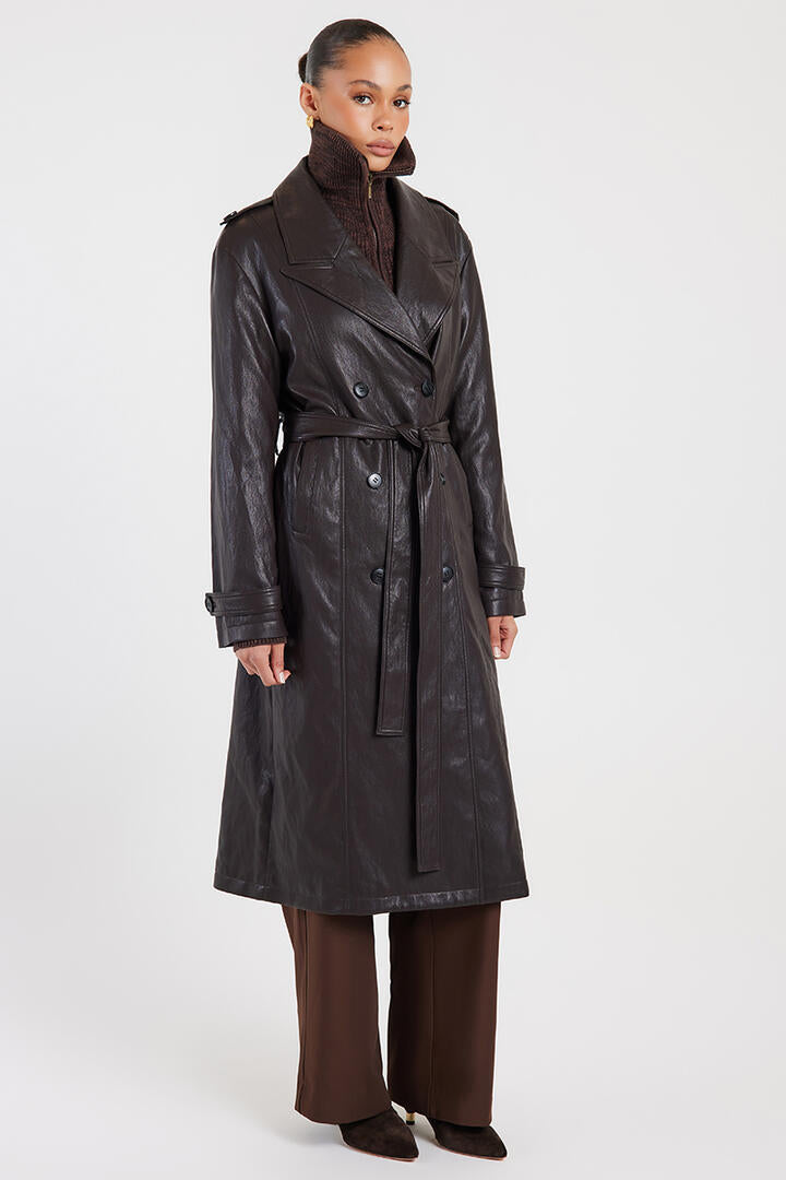 Ode Elin Trench Coat Chocolate Plum
