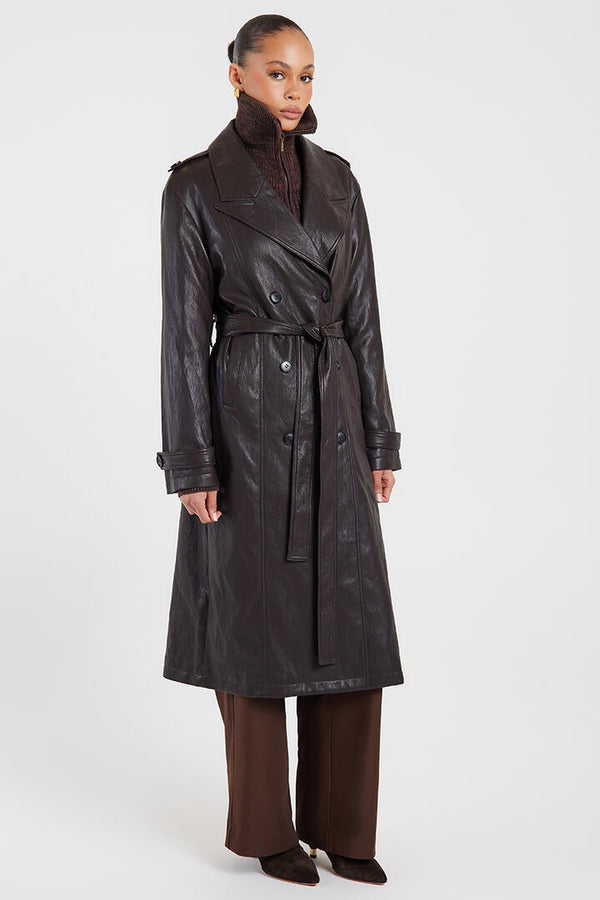 Ode Elin Trench Coat Chocolate Plum