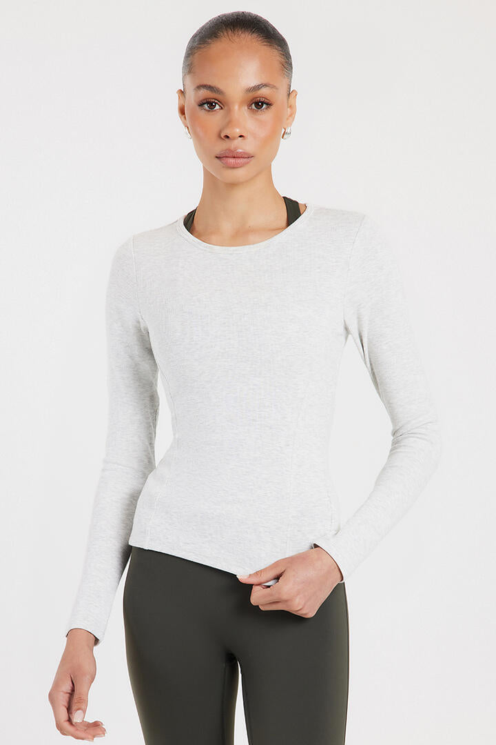 Stylerunner Motion Crew Neck Long Sleeve Top Light Grey Marle