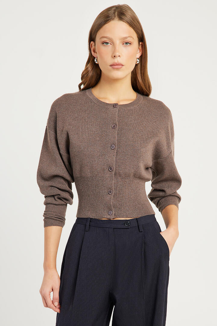 Ode Alma Waisted Cardigan Bark