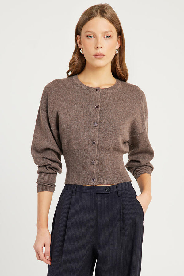 Ode Alma Waisted Cardigan Bark