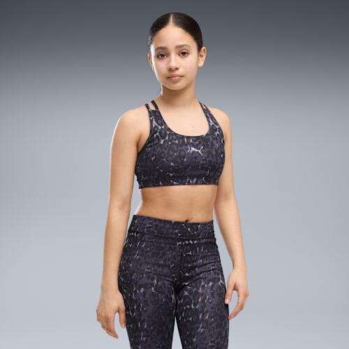 Train All Day Essentials Printed Crossover Sports Bra - Youth 8-16 years in Inky Depths