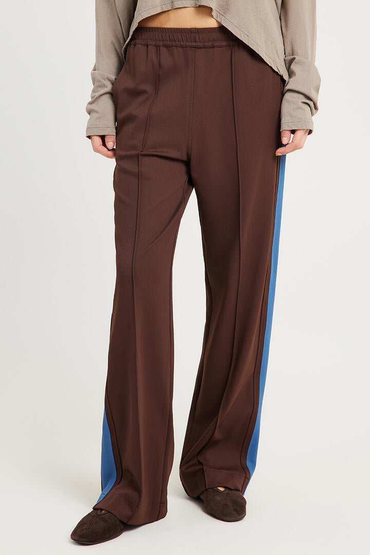 Bassike Twill Stripe Detail Pant Carob/Marine Blue Stripe
