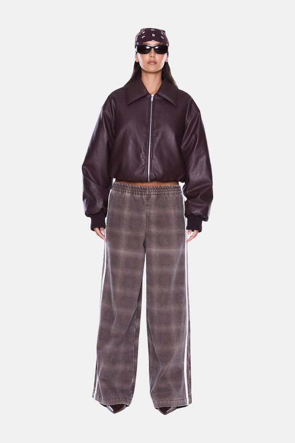 Ena Pelly Myla Wide Leg Pant Burgundy Check