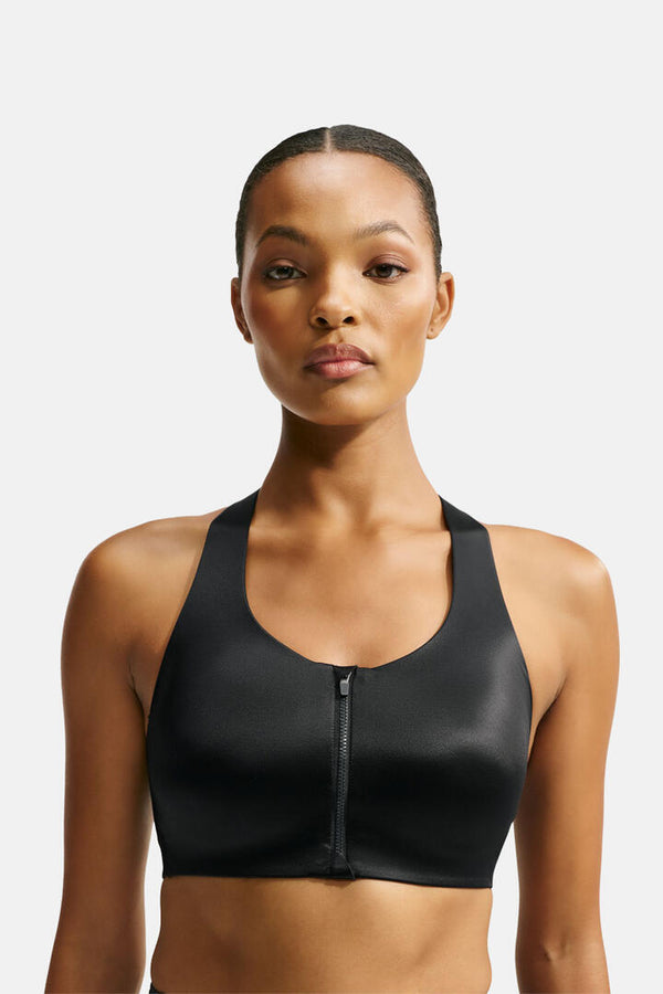 Nikeskims Satin Shine Front-Zip Bra Obsidian