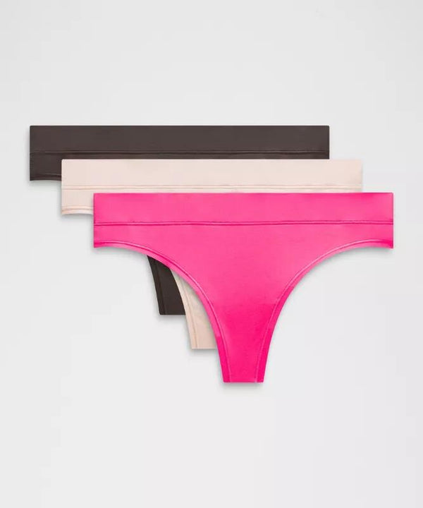 UnderEase Mid-Rise Thong Underwear 3 Pack