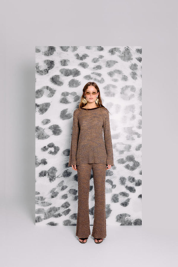 Felle Fine Knit Pant Bronze Lurex
