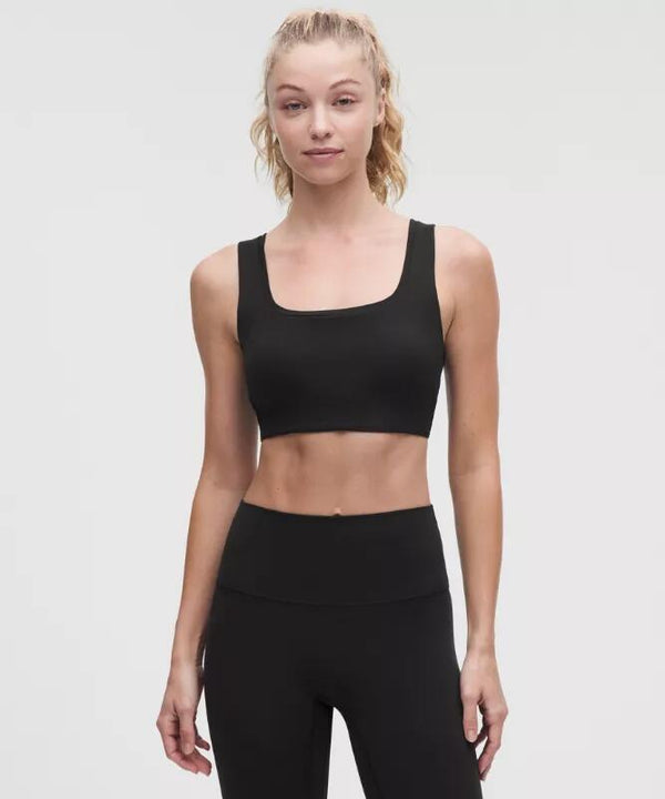 Bend This Ribbed Square-Neck Racerback Bra Light Support, A-C Cups