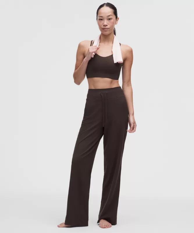 Groove Mixed-Rib High-Rise Wide-Leg Pants Asia Fit