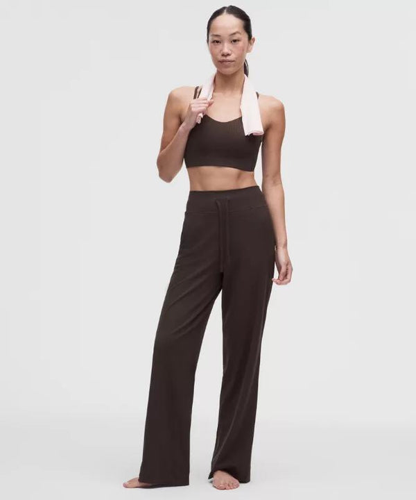 Groove Mixed-Rib High-Rise Wide-Leg Pants Asia Fit