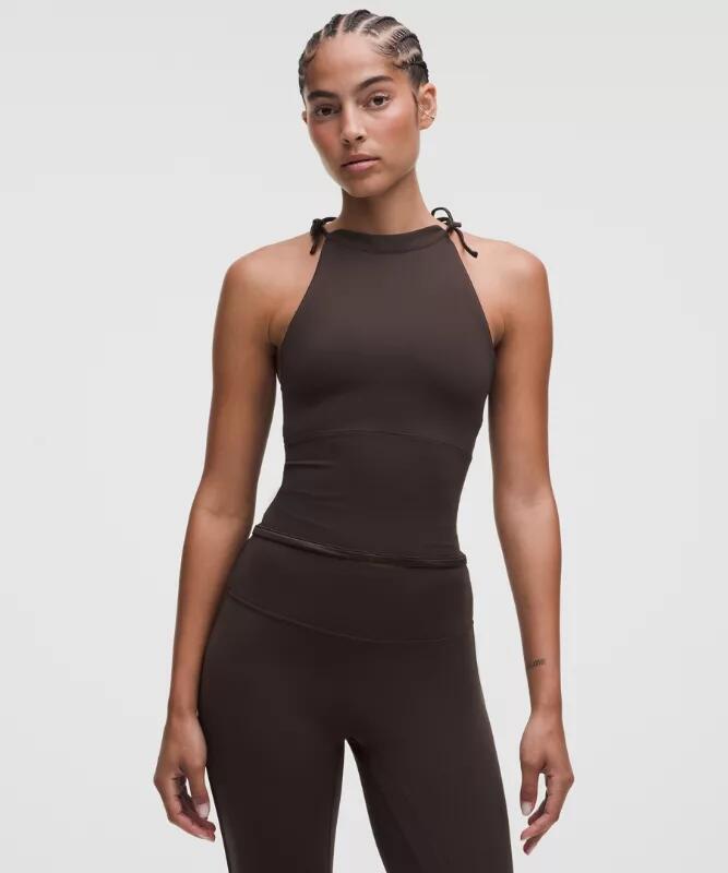 Nulu Satiny-Trim Tie Detail Tank Top Light Support, B/C Cup