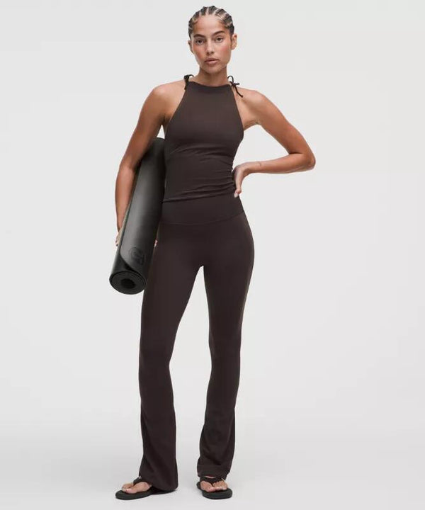 Nulu Satiny-Trim High-Rise Flared Pants
