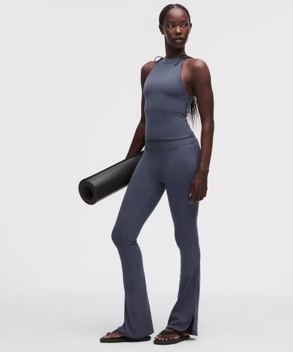 Nulu Satiny-Trim High-Rise Flared Pants