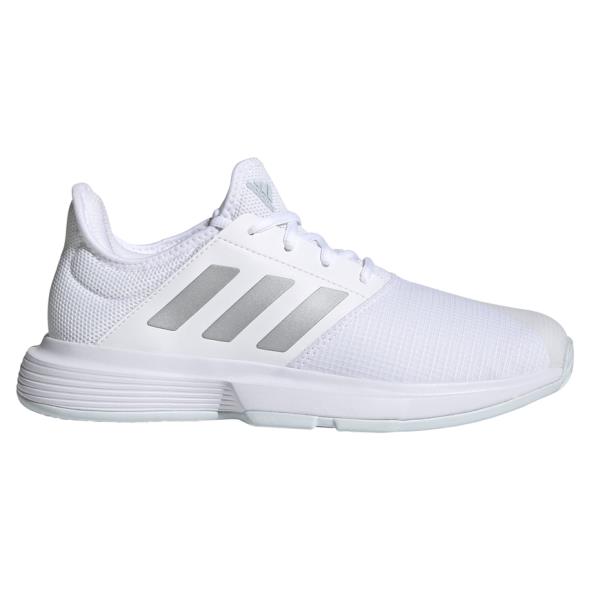 Adidas GameCourt - Womens Tennis Shoes - White/Silver/Halo Blue