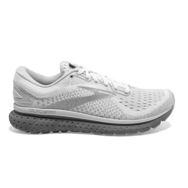 Brooks Glycerin 18 - Womens Running Shoes - White/Grey/Primer