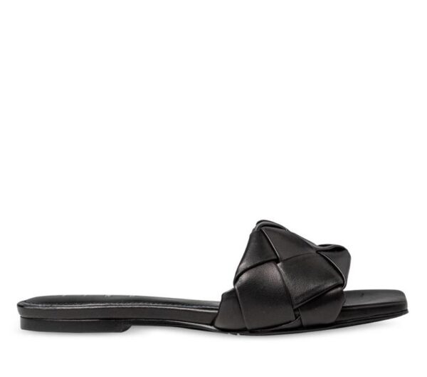 ITNO Womens Quilt Sandal Black Leather