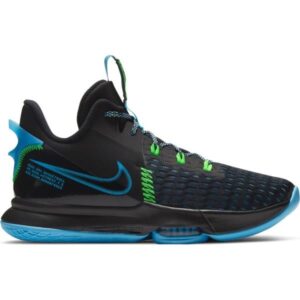 Nike Lebron Witness V - Mens Basketball Shoes - Black/Green Strike/Light Blue/Lagoon Pulse
